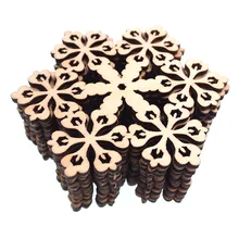 

RayLineDo 10pcs Snow Flower Shaped Hollow Design B Wooden Buttons Chips 80MM With Lanyard for Crafting and Decoration
