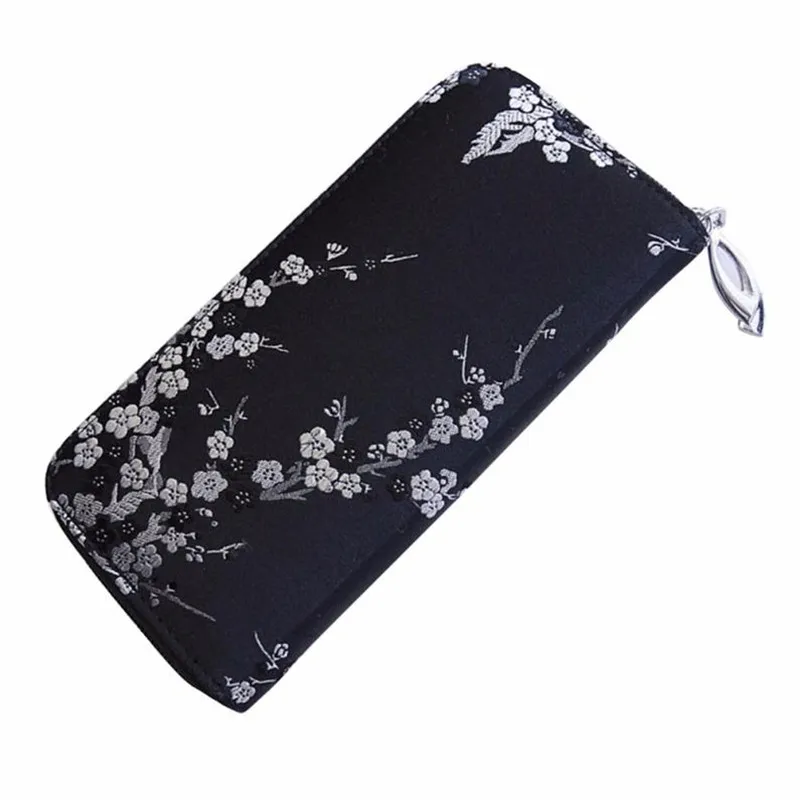 

2017 Fantastic women wallet Plum Flower Zipper Coin Purse Long Wallet Card Holders Women bag designer carteira feminina  @