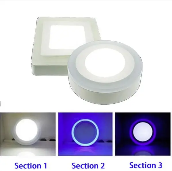 

Free shipping 6W 9W 18W 24W Round and Square Surface changeable color Led Panel Light