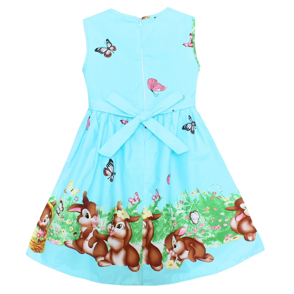 Shybobbi/новое платье для девочек синие платья с бабочкой и кроликом вечерние праздничные платья принцессы для детей, детская одежда Размеры от 4 до 14 лет