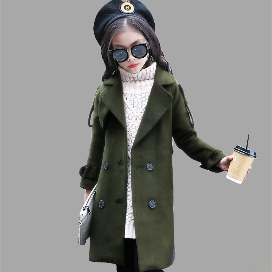 

Girls Winter Jackets Long Woolen Coats For Kids Girls Casual Autumn Children's Clothes Teenage Clothing For Girls 6 8 12 Years
