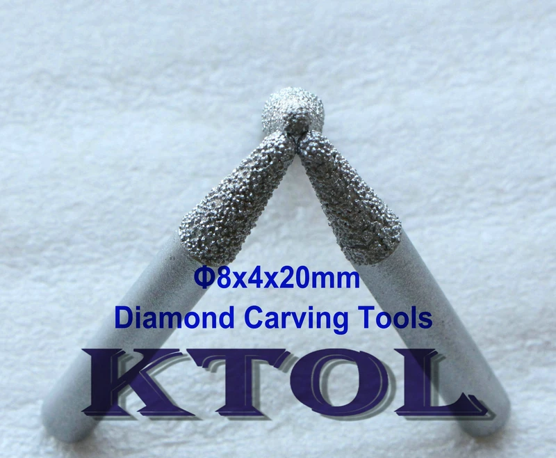 

8MM Shank 4MM Tip Cone Ball Mills Diamond Router Cutter Engraving Tools,3D Marble Tile Router Bits Stone CNC Carving Tools Set