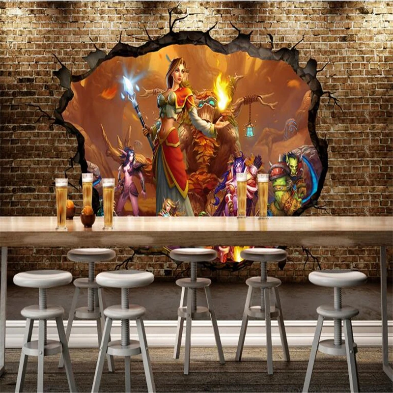 

beibehang 3d wallpaper Custom World of Warcraft game character character 3D background wall painting wallpaper for kids room
