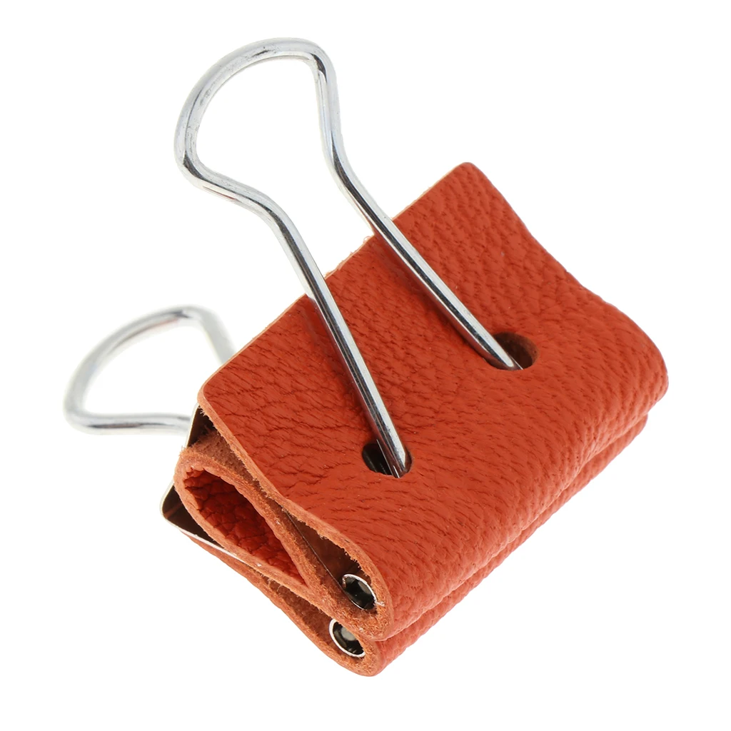 Stainless Steel Office File Ticket Paper Binder Clips with Leather Covered
