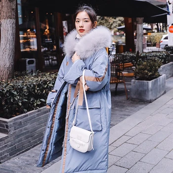 

Winter Jacket Women 2019 Korean Thick Warm Hooded Down Cotton Padded Coat Female Long Faux Fur Overcoat chaqueta mujer parka