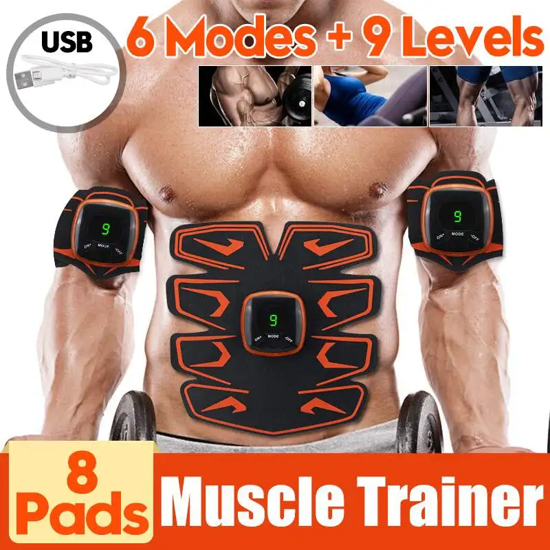 

Smart EMS Vibration Abdominal Muscle Trainer Electric Pulsing Massager Stimulator USB Charging LCD Display Home Fitness Slimming