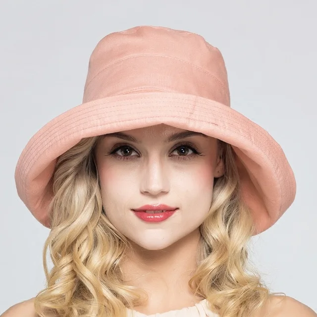 Wanita kasual lipat topi pantai musim panas uv matahari 