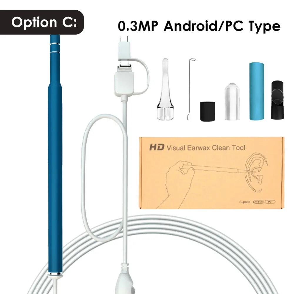 Синий Wifi медицинский USB 720P HD визуальный ушной эндоскоп Отоскоп ложка камера бороскоп Android ПК IOS планшет Iphone ушной инструмент