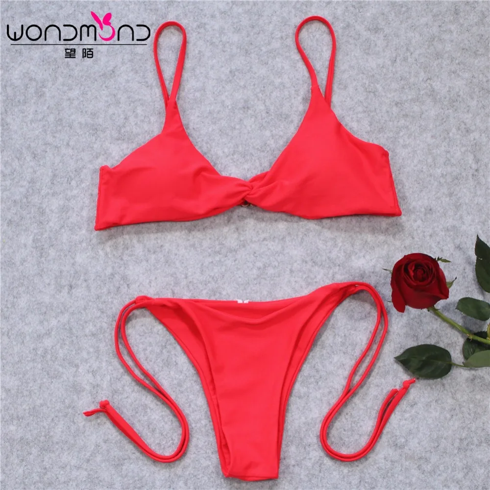 Bikini 2018 Solid Color Swimwear Women Biquini Swimsuit Bikinis 2018