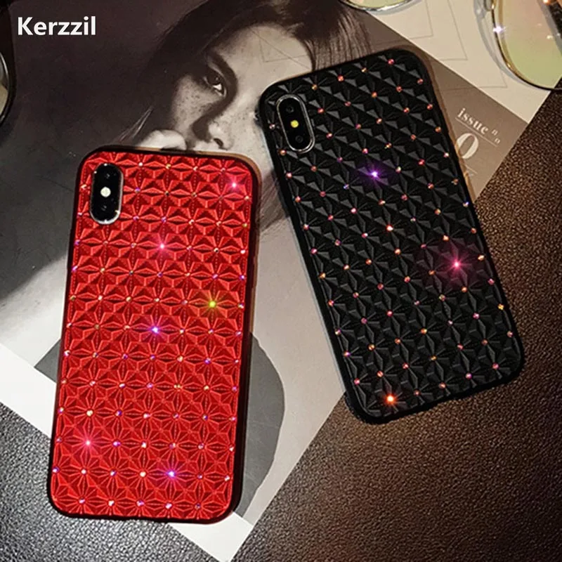 Kerzzil Стразы с блестками чехол для iPhone 8 7 Plus телефонные чехлы X 6 S блестящие звезды