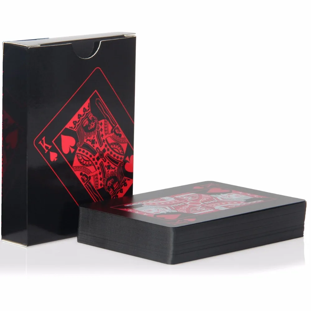 Новое поступление ПВХ покер красный/серебристый/синий принт дизайн водоотталкивающие игральные карты Новинка коллекция подарок прочный черный пластиковый покер