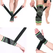 3D ткацкий напорный бандаж Велоспорт поддержка щиколотки для спорта Pad+ наколенники