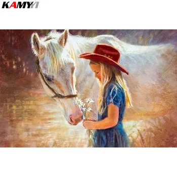 

Mosaic Diamond Embroidery Kid Pattern Rhinestones Pictures 5d DIY Diamond Painting Cross Stitch Horse Decoration Home XY1
