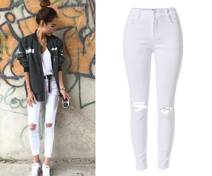 Nieuwste Mode Vrouwen Witte Slanke Skinny Katoen Denim Jeans Broek Dames  Stretch Hole Ripped Verontruste Denim Jeans Voor Vrouwelijke|jeans  fashion|distressed denim jeansdenim jeans pants - AliExpress