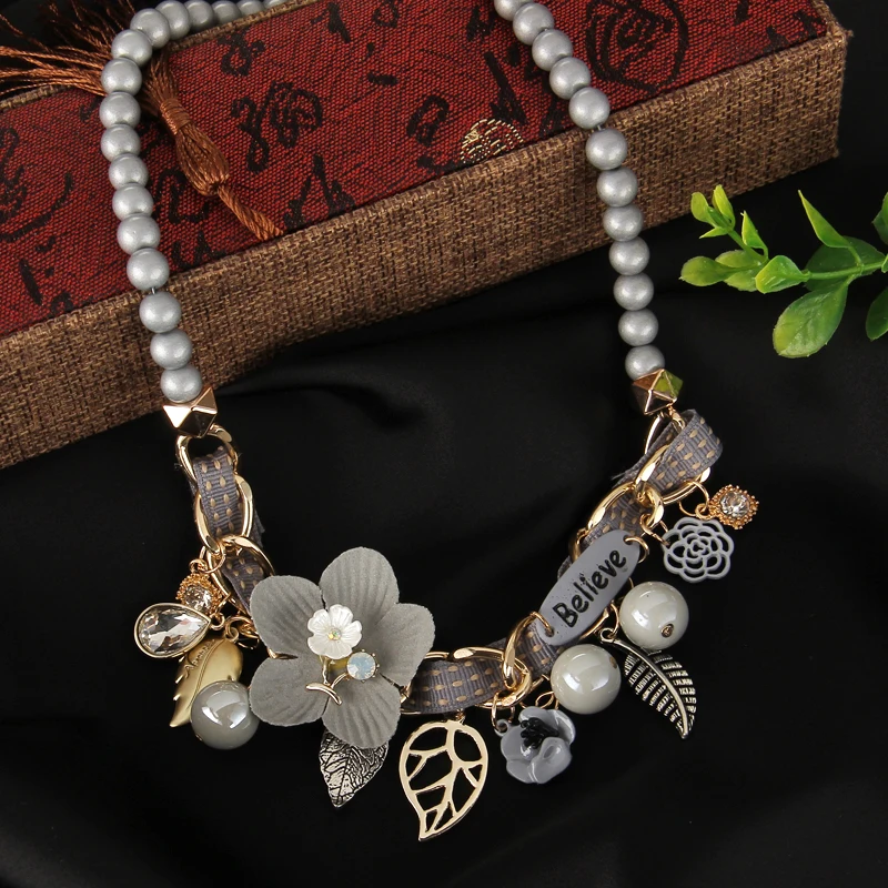 MINHIN Массивное колье-чокер с цветами и кулонами, женское богемное Макси ювелирное изделие, имитация жемчужного бисера, Африканское ожерелье, воротник