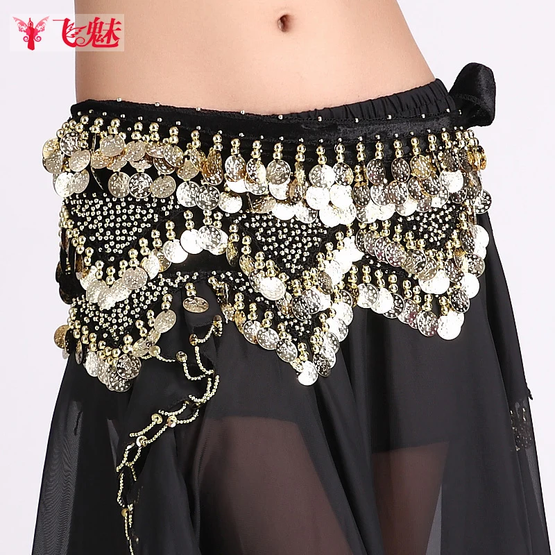 Tribal Belly Dance Costume Hip Scarf Belt Gold Coins Triangle Hip Scarf Skirts 