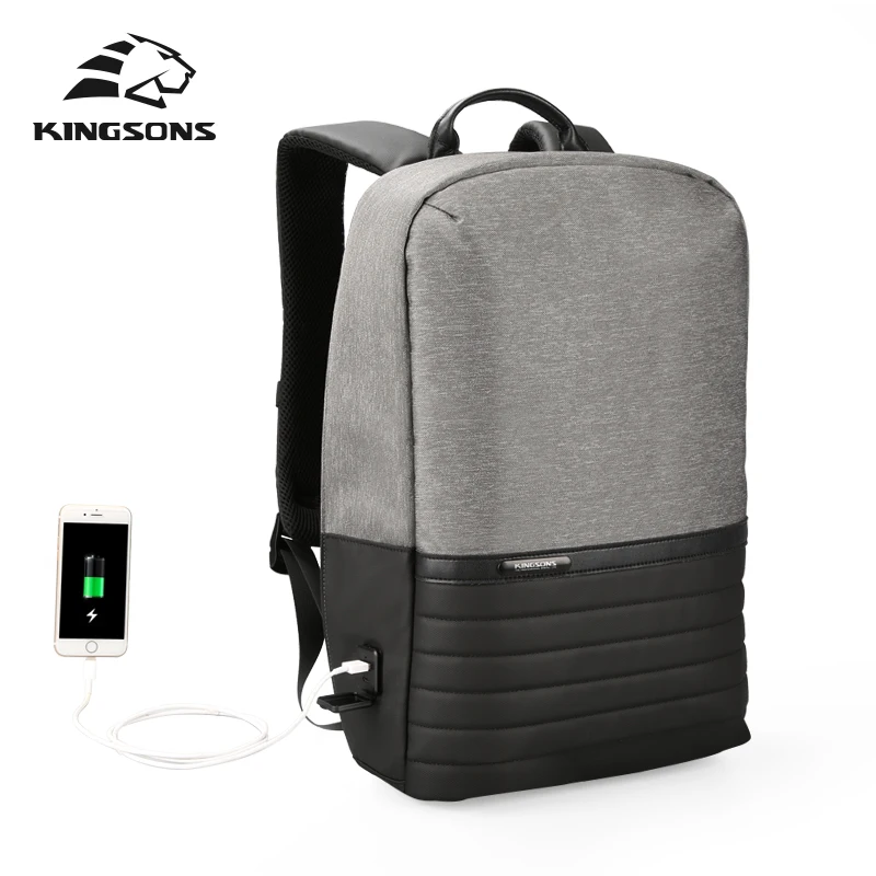 

Kingsons 15.6'' Men Laptop Backpack External USB Charge Antitheft Computer Backpacks Male Waterproof Bags School Casual Rucksack