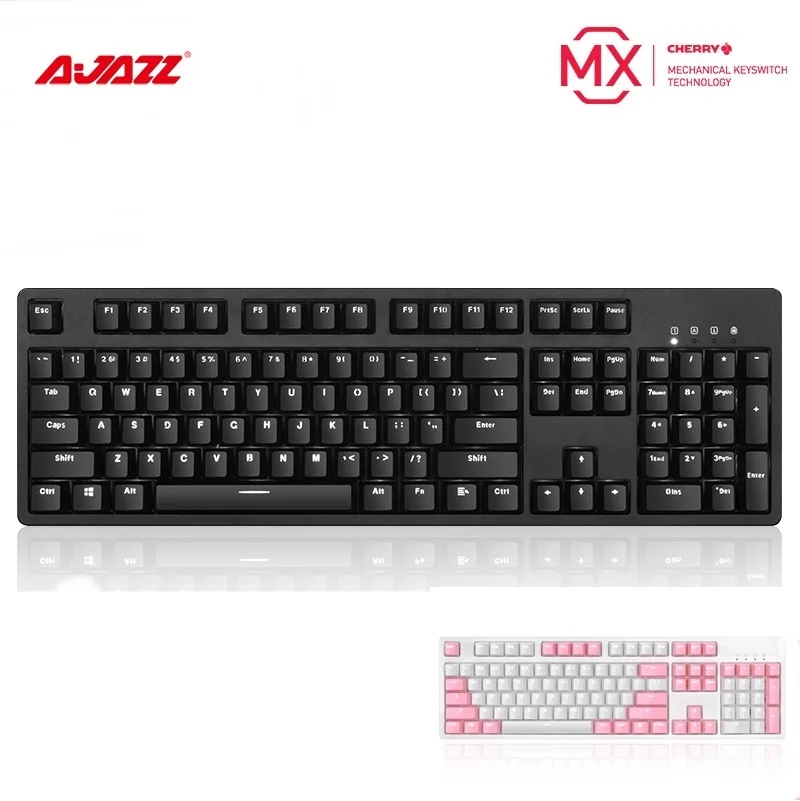 

New Ajazz AK535 USB Wired Ergonomic Mechanical Gaming Keyboard,White Light,PBT Two-Color Keycaps,CHERRY Axis
