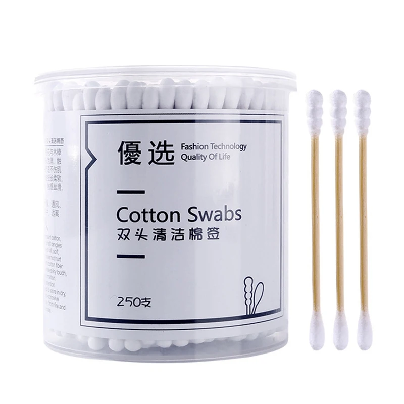 250Pcs/Box Bamboo Black Cotton Swabs Disposable Home Used Cotton Pads