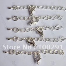 500 шт. яркий посеребренные 5 см удлинитель звено цепи с 12 мм застежкой омар