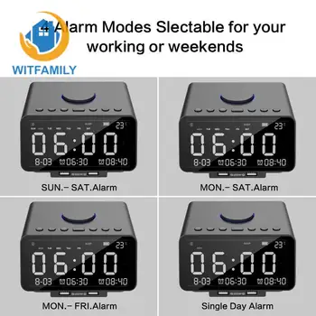 

USB Fast Charge Port, TF Card Play,Indoor Temperature LED Alarm Clock FM Radio,with Wireless Bluetooth Speaker Player