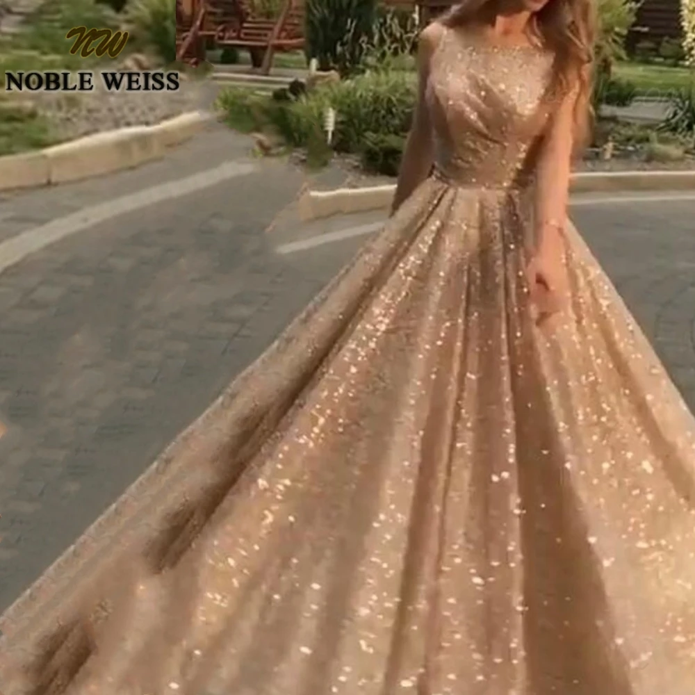 

Sequin Gown A Line 2019 Gold Prom Dresses Long Sparkly Robe Bal De Promo Elegant Women Formal Party Gowns