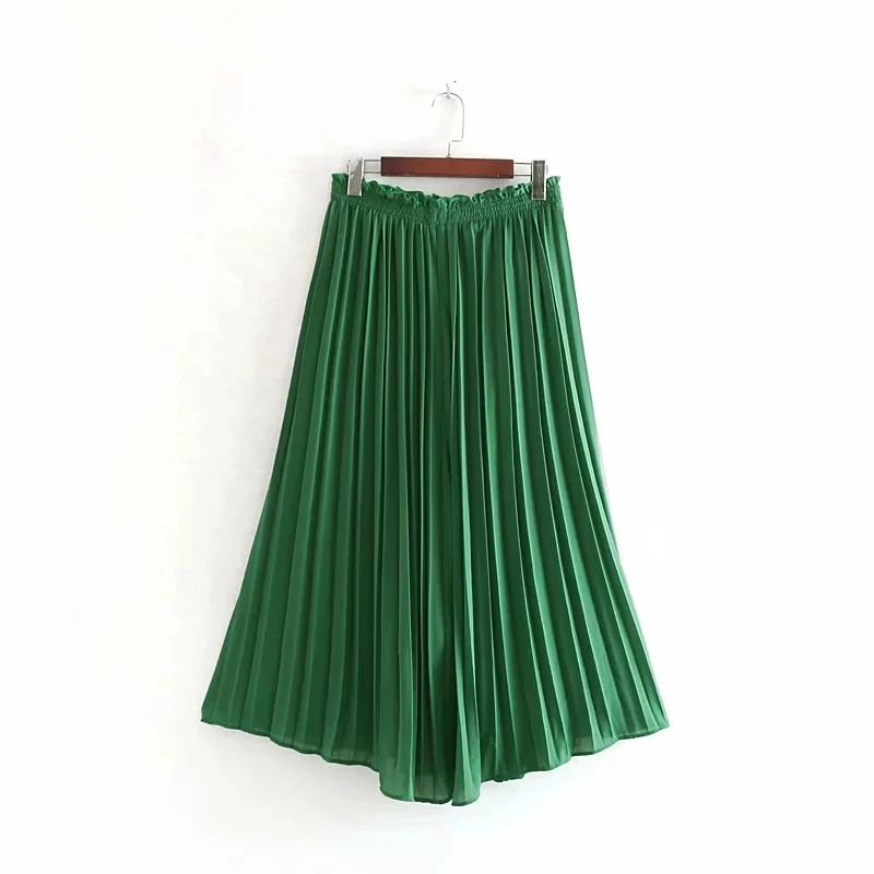 

Solid Women Pressed Pleat Chiffon Wide Leg Pants 2019 Summer Female Loose Ankle-Length Pants Comfortable Trousers P1090