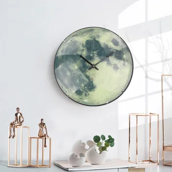 

Abstract Moon Luminous Glass Wall Clock 30 cm 2019 New Arrival Brief Circular Quartz Clocks Home Decor Bedroom Decoration Gifts