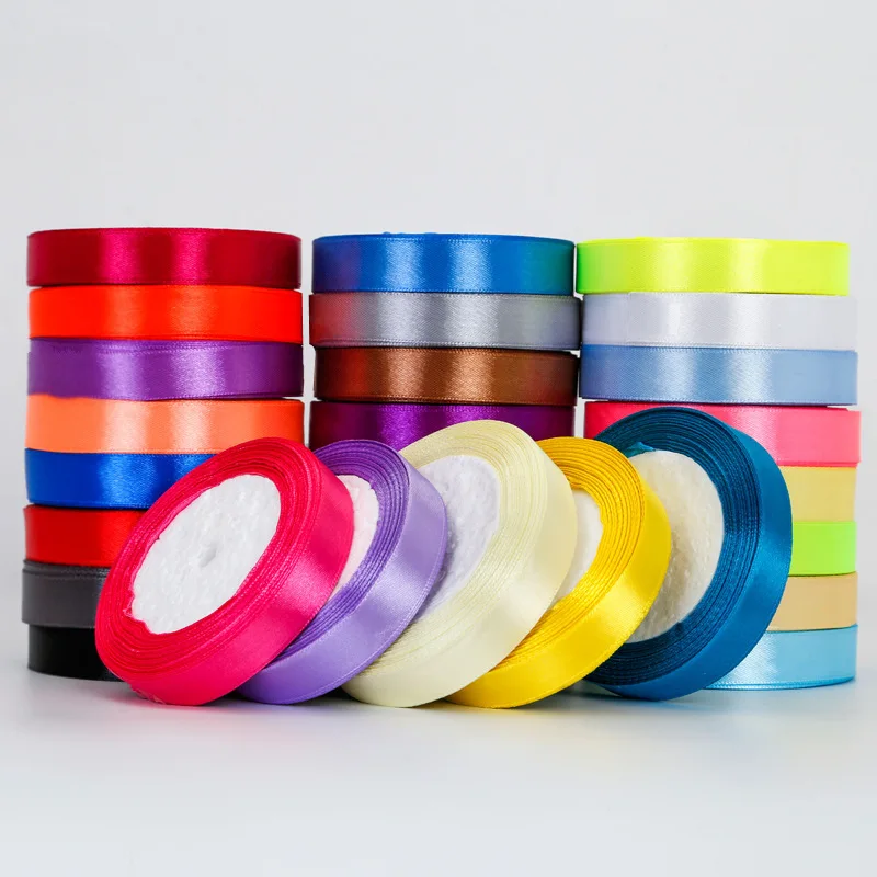 

25 yards/roll Single Face Satin Ribbon Webbing Decoration Gift Wrapping Ribbons Festive Party DIY Decor Supplies Width 15mm/2mm