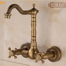 /ванная комната настенный кран медный настенный кран Европейский античный пружинный смеситель для кухни Spouts
