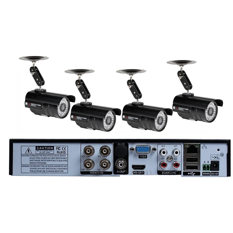 Камера видеонаблюдения 4 канала CMOS 1200tvl DVR Инфракрасные светодиоды объектив 3 6 мм