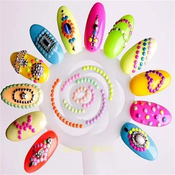 6 Shiny Colors/Box  Metal Plating Beads Design Tips DIY Glitter Wheel Manicure 3D Nail Art Decorations For Charming Nails