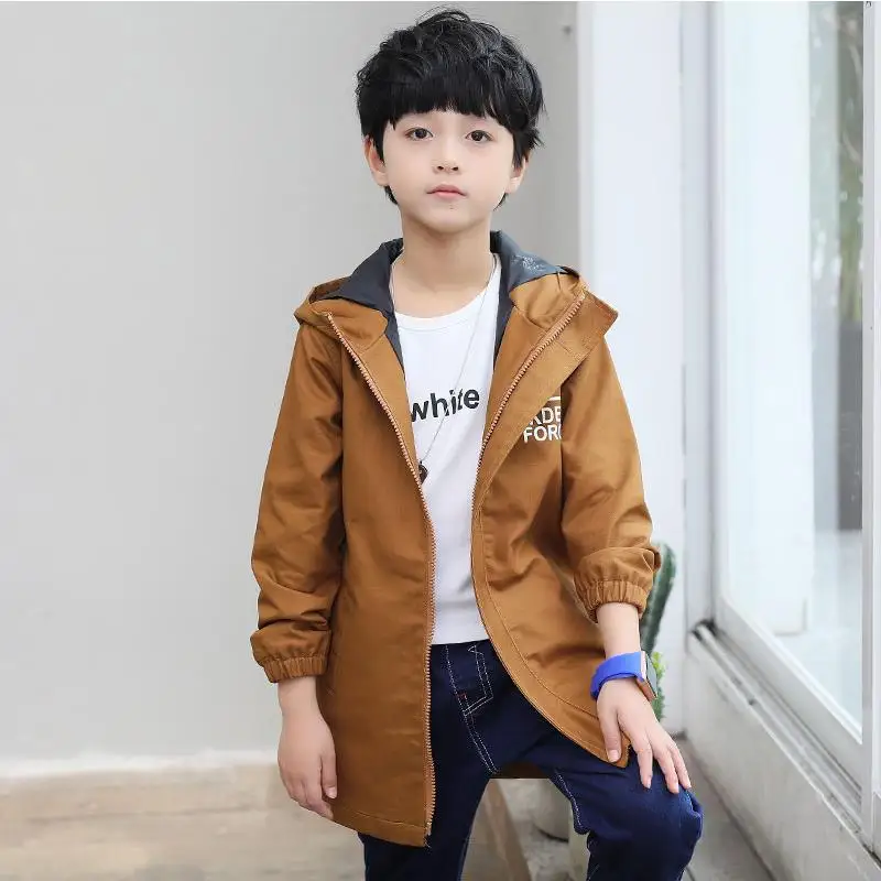 Новая весенняя ветровка для мальчиков Детское пальто в Корейском стиле детская куртка для Отдыха Кардиган с капюшоном детская одежда