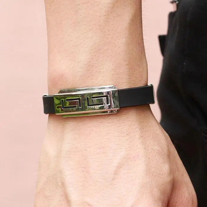 FANALA, модный мужской браслет, ювелирное изделие в стиле панк, Регулируемый силиконовый браслет с греческим ключом, браслеты-манжеты для мужчин и женщин, ювелирные изделия