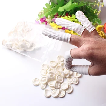 

100Pcs White Eyebrow Gloves Disposable Latex Rubber Finger Cots Anti-static Protector Tip Cover Tattoo Nail Art Beauty Tool