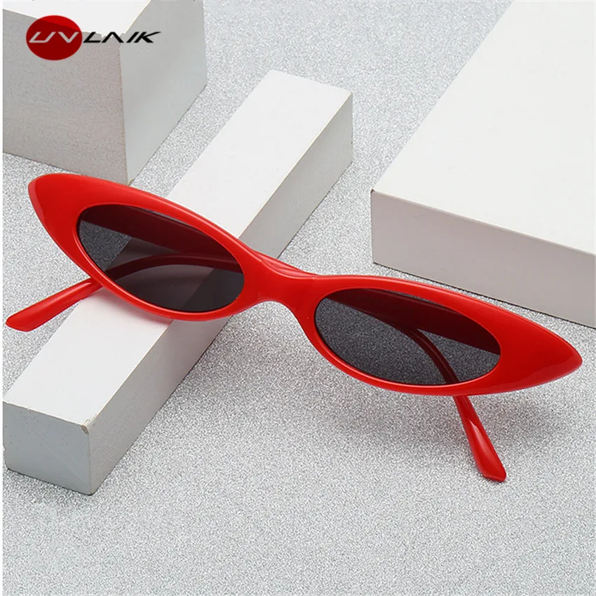 

UVLAIK Small Vintage Sunglasses Women Cat Eye Brand Designer Retro Cateyes Sun Glasses Female Frame Oval Eyewear Eye Glasses