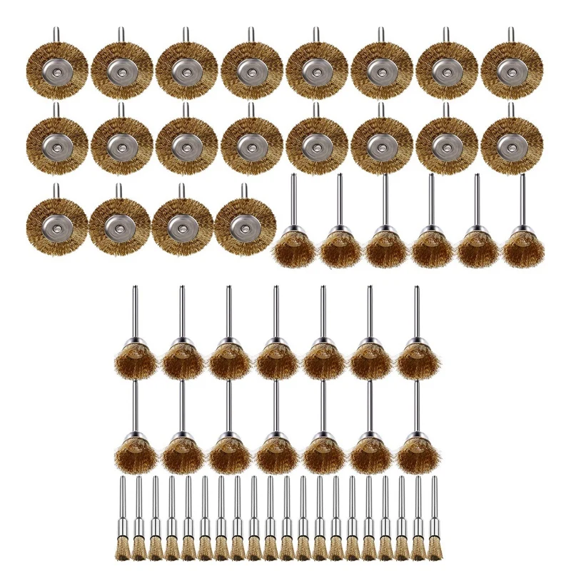 60Pcs Mini Wire Brush Wheel Cup Steel Set Shank For Power Dremel Rotary Tools Polishing Buf | Инструменты