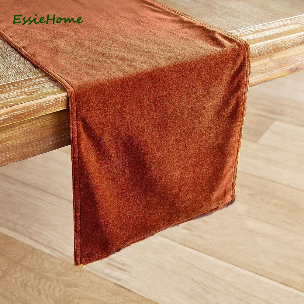

ESSIE HOME Caramel Warm Honey Double Side Matte Velvet High End Table Runner Table Cloth Table Runner Placemat