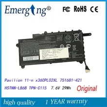 7,6 V 29WH ноутбук Батарея для hp павильон 11-n x360 PL02XL 751681-421 HSTNN-LB6B TPN-C115