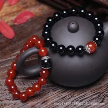 AAA красный и черный натуральный камень для мужчин и женщин браслет простой и изящный стиль мощный браслет отличные подарки для дружбы