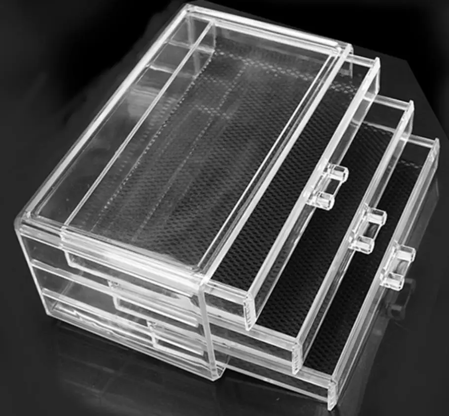 Acrylic Three Layer Makeup Cosmetic Jewellery Organiser Drawer Display Stand Rack with 3 Drawers Valentine's Day Gift | Дом и сад