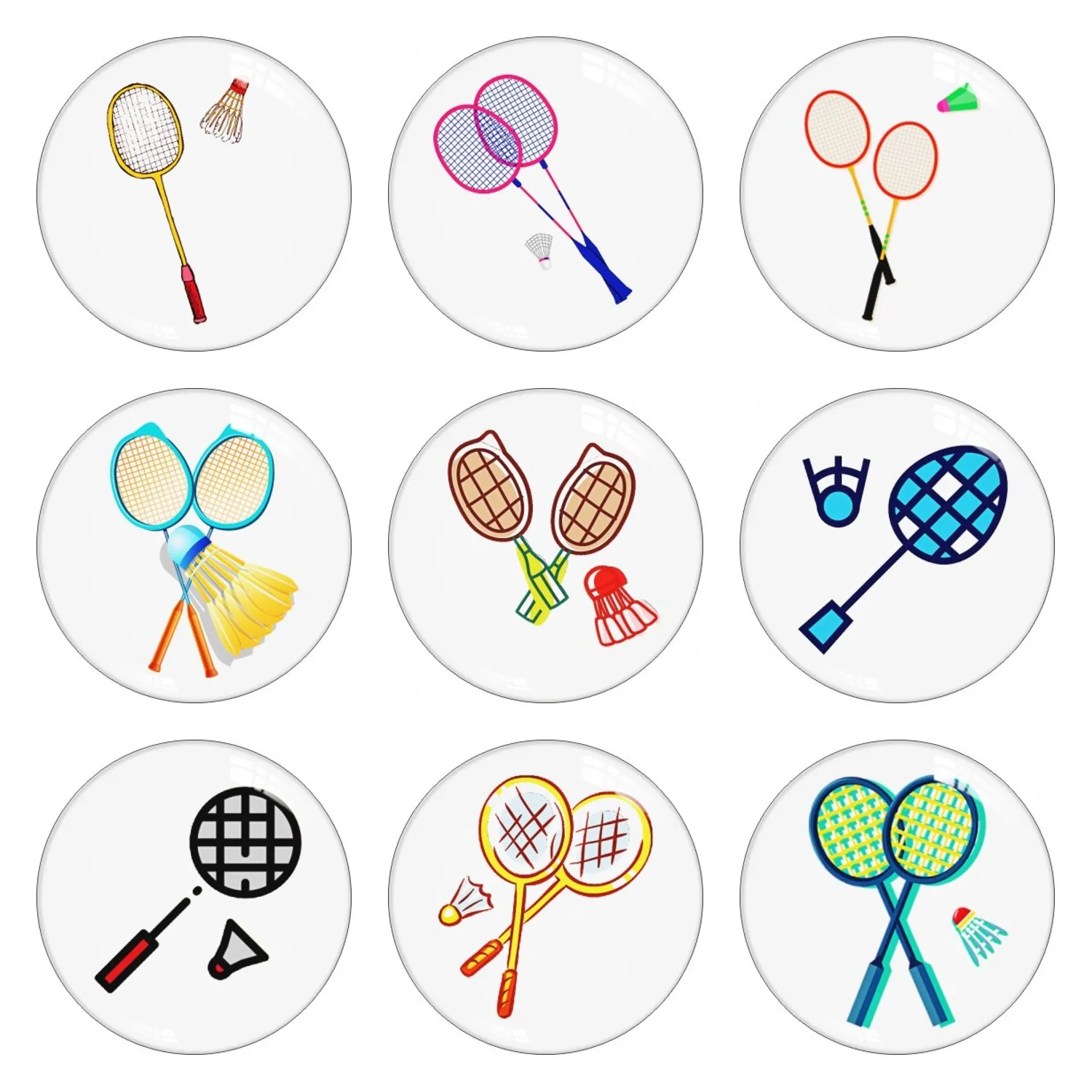 

Badminton Racket Pattern 12mm 14mm 16mm 18mm 20mm 25mm 30mm Handmade Round Photo Glass Cabochons Domed Flat Back Jewelry Making