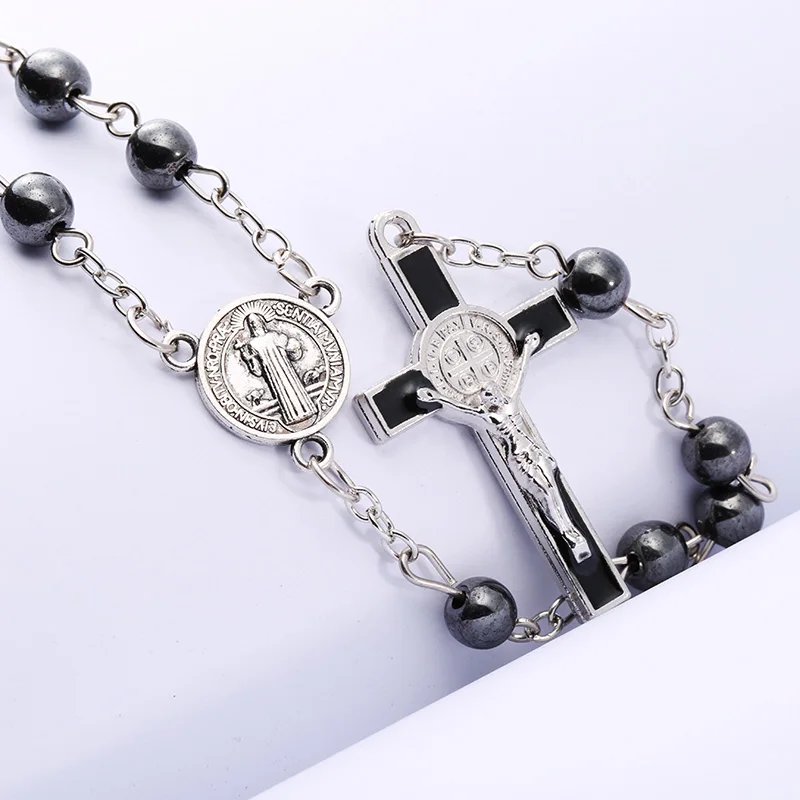 fashion Long Rosary Prayes Beads Necklace for Men Women Jesus Christ Cross Faith Pendants Necklaces Chain Collar Jewelry