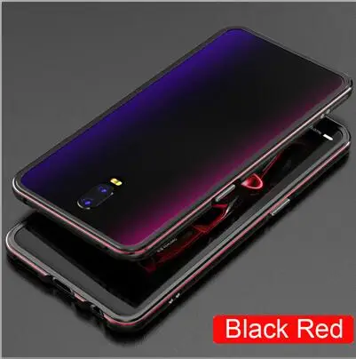 Black Red OPPOR17 противоударный металлический каркас ПК Жесткий чехол для OPPO R17 r17 чехол из алюминиевого сплава coque для OPPO R 17 металлический бампер r 17 - Цвет: Black Red