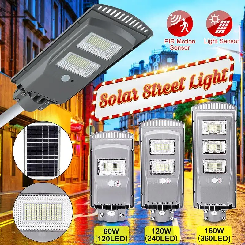 

60W/120W/160W LED Solar Lamp Wall Street Light Dusk to Dawn Motion Sensor Waterproof Security Lamp Solar Lamp for Garden Yard