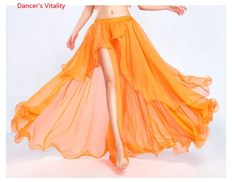 Professional Competition Sexy Chiffon For Women Belly Dance Skirt Maxi Costume Dancer Dress11 Color; Free Shipping