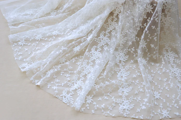 Белая сетка жаккардовая Вышивка Тюль кружевная ткань юбка Сделай Сам Рукоделие