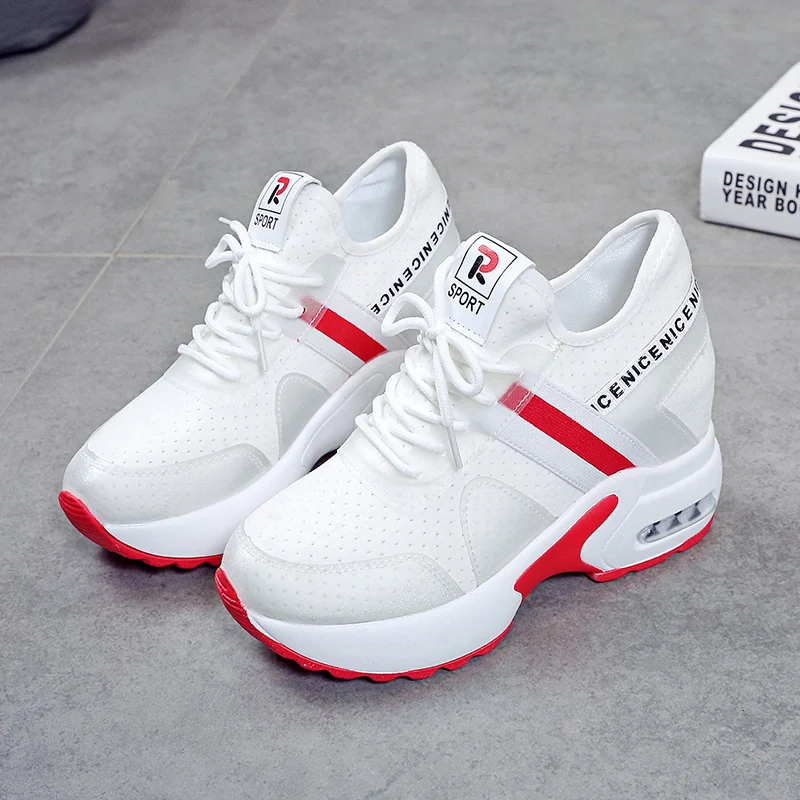 2019 Summer Women Sneakers Mesh Casual Platform Trainers White Shoes 8.5CM Heels Wedges Breathable Height Increasing Shoes Woman 2019 Summer Women Sneakers Mesh Casual Platform Trainers White Shoes 8.5CM Heels Wedges Breathable Height Increasing Shoes Woman