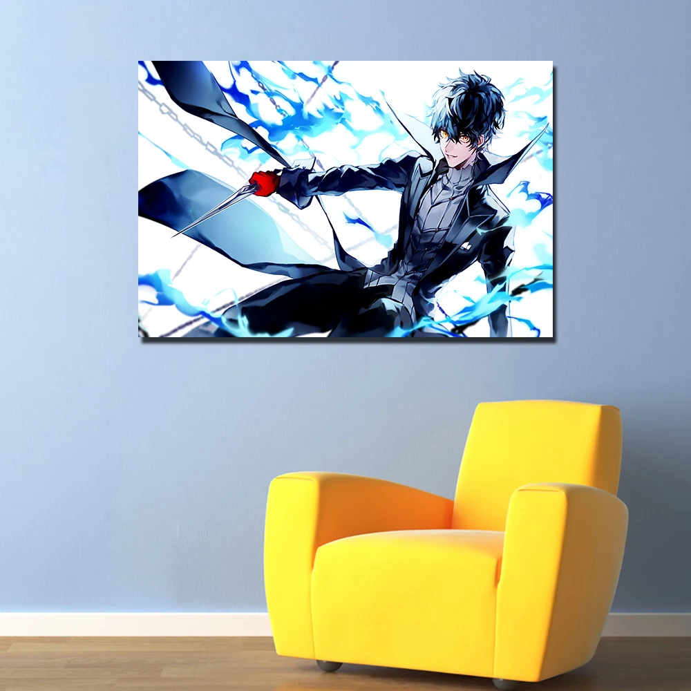 Persona 5 Джокер анимационный постер Холст Картина без рамки настенные