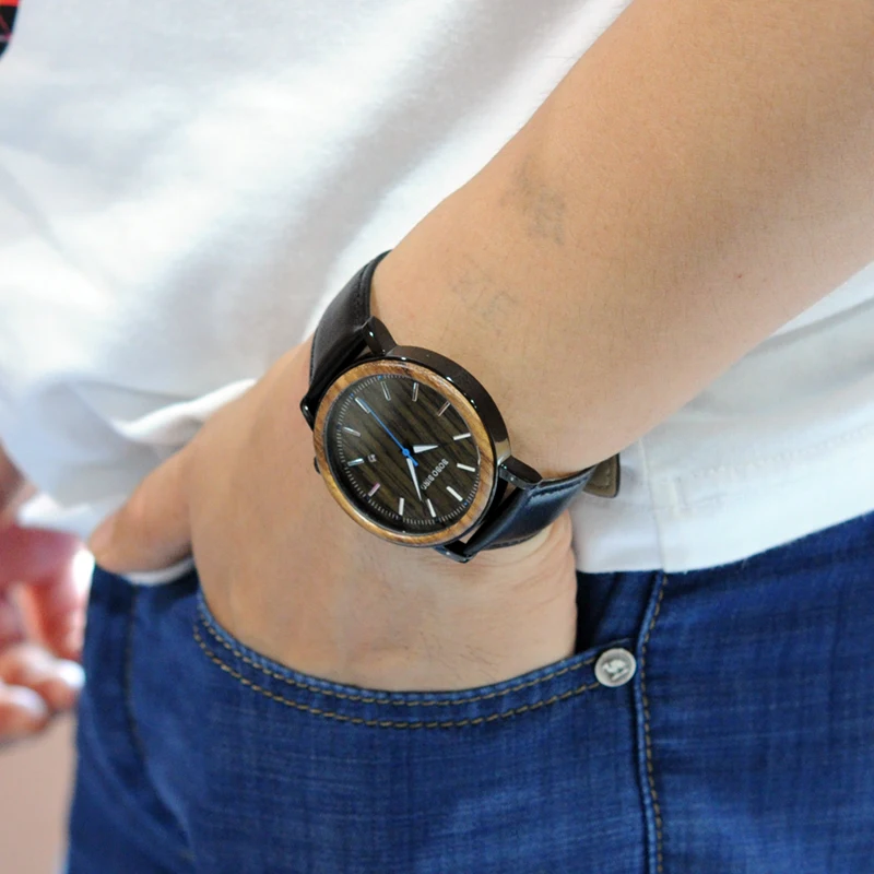 BOBO BIRD Luxury Mens Wood Watches Genuine Leather Band Wooden Wristwatch Japan Move' Quartz Male Relogio C-O27 DROP SHIPING